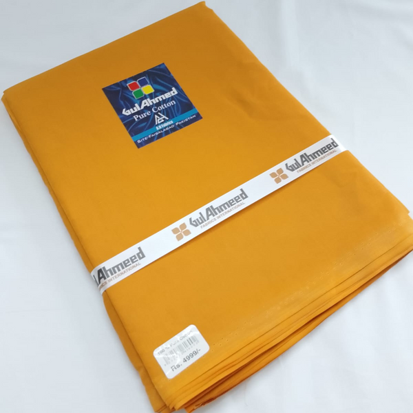 Gul Ahmed Pure Cotton Unstitched Fabric – Mustard Yellow (For Gents)