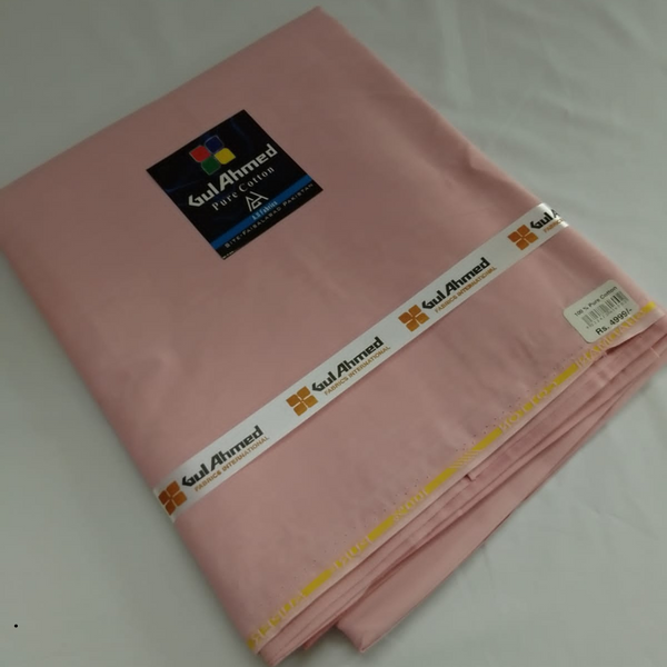 Gul Ahmed Pure Cotton Unstitched Fabric – Light Pink (For Gents)