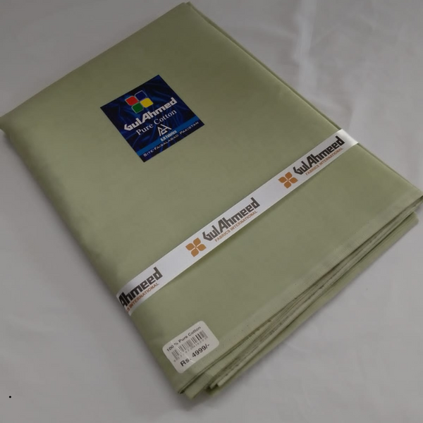 Gul Ahmed Pure Cotton Unstitched Fabric – Pistachio Green (For Gents)